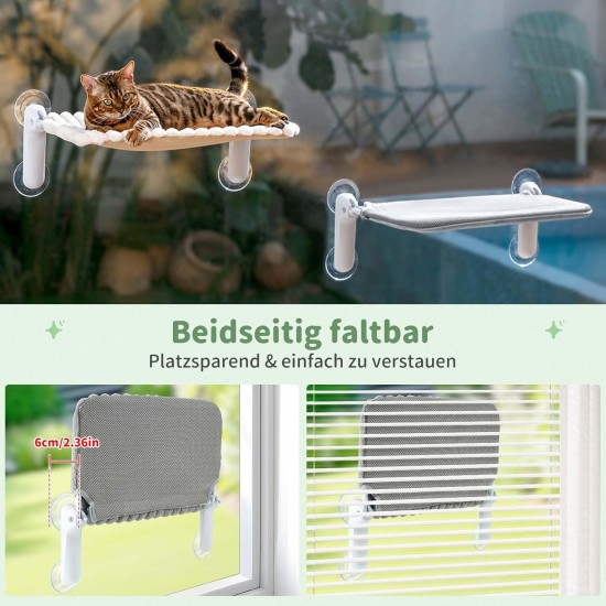 GUUSII HOME Cat Window Lounger, Foldable Cat Bed, Window Suction Cups, Window Sill Cushion for 2 Cats, Hammock, Window Pane, Easy to Assemble, Machine Washable, 54 x 30 cm (Grey, M) GUUSII HOME Cat Window Lounger, Foldable Cat Bed, Window Suction Cups, Window Sill Cushion for 2 Cats, Hammock, Window Pane, Easy to Assemble, Machine Washable, 54 x 30 cm (Grey, M)