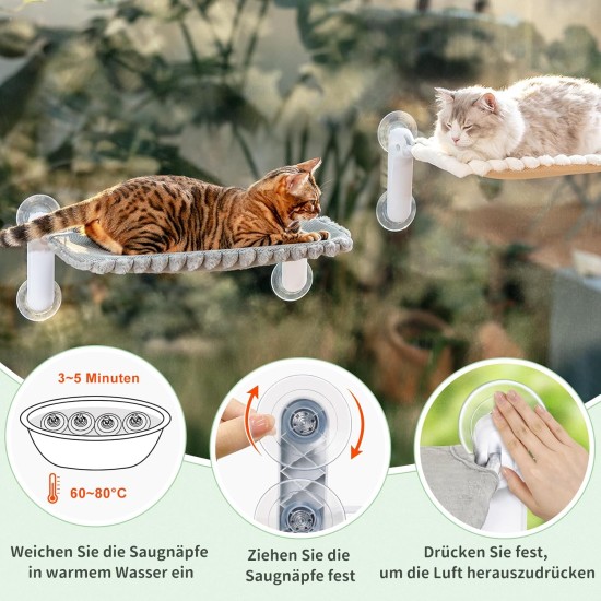 GUUSII HOME Cat Window Lounger, Foldable Cat Bed, Window Suction Cups, Window Sill Cushion for 2 Cats, Hammock, Window Pane, Easy to Assemble, Machine Washable, 54 x 30 cm (Grey, M) GUUSII HOME Cat Window Lounger, Foldable Cat Bed, Window Suction Cups, Window Sill Cushion for 2 Cats, Hammock, Window Pane, Easy to Assemble, Machine Washable, 54 x 30 cm (Grey, M)