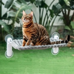 GUUSII HOME Cat Window Lounger, Foldable Cat Bed, Window Suction Cups, Window Sill Cushion for 2 Cats, Hammock, Window Pane, Easy to Assemble, Machine Washable, 54 x 30 cm (Grey, M) GUUSII HOME Cat Window Lounger, Foldable Cat Bed, Window Suction Cups, Window Sill Cushion for 2 Cats, Hammock, Window Pane, Easy to Assemble, Machine Washable, 54 x 30 cm (Grey, M)