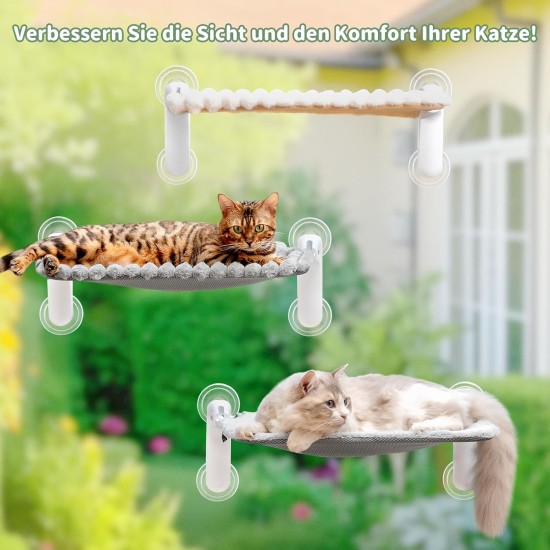 GUUSII HOME Cat Window Lounger, Foldable Cat Bed, Window Suction Cups, Window Sill Cushion for 2 Cats, Hammock, Window Pane, Easy to Assemble, Machine Washable, 54 x 30 cm (Grey, M) GUUSII HOME Cat Window Lounger, Foldable Cat Bed, Window Suction Cups, Window Sill Cushion for 2 Cats, Hammock, Window Pane, Easy to Assemble, Machine Washable, 54 x 30 cm (Grey, M)