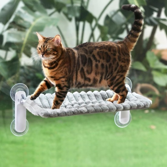 GUUSII HOME Cat Window Lounger, Foldable Cat Bed, Window Suction Cups, Window Sill Cushion for 2 Cats, Hammock, Window Pane, Easy to Assemble, Machine Washable, 54 x 30 cm (Grey, M) GUUSII HOME Cat Window Lounger, Foldable Cat Bed, Window Suction Cups, Window Sill Cushion for 2 Cats, Hammock, Window Pane, Easy to Assemble, Machine Washable, 54 x 30 cm (Grey, M)