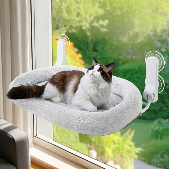 GUUSII HOME Hammock Cat Window Lounger Foldable Cat Bed Window Hammock Window Sill Cat Lounger Window Seat Sleeping Place Cats with 4 Suction Cups Easy to Assemble (Champagne) GUUSII HOME Hammock Cat Window Lounger Foldable Cat Bed Window Hammock Window Sill Cat Lounger Window Seat Sleeping Place Cats with 4 Suction Cups Easy to Assemble (Champagne)