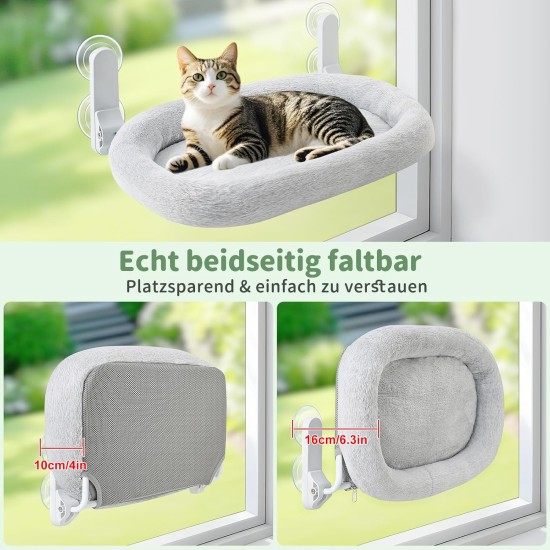 GUUSII HOME Hammock Cat Window Lounger Foldable Cat Bed Window Hammock Window Sill Cat Lounger Window Seat Sleeping Place Cats with 4 Suction Cups Easy to Assemble (Champagne) GUUSII HOME Hammock Cat Window Lounger Foldable Cat Bed Window Hammock Window Sill Cat Lounger Window Seat Sleeping Place Cats with 4 Suction Cups Easy to Assemble (Champagne)