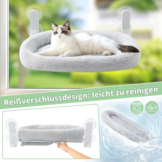 GUUSII HOME Hammock Cat Window Lounger Foldable Cat Bed Window Hammock Window Sill Cat Lounger Window Seat Sleeping Place Cats with 4 Suction Cups Easy to Assemble (Champagne) GUUSII HOME Hammock Cat Window Lounger Foldable Cat Bed Window Hammock Window Sill Cat Lounger Window Seat Sleeping Place Cats with 4 Suction Cups Easy to Assemble (Champagne)