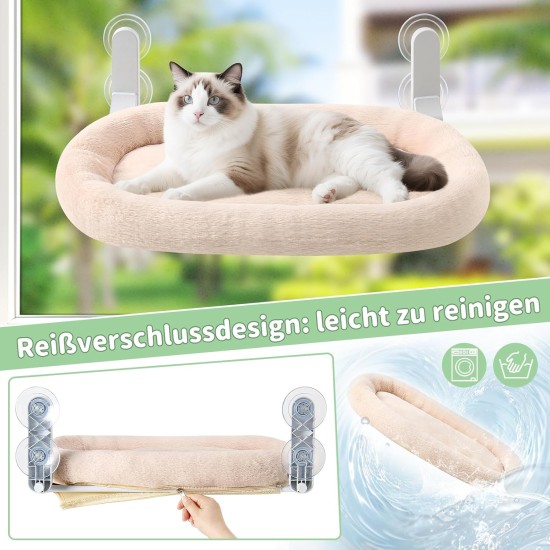 GUUSII HOME Hammock Cat Window Lounger Foldable Cat Bed Window Hammock Window Sill Cat Lounger Window Seat Sleeping Place Cats with 4 Suction Cups Easy to Assemble (Champagne) GUUSII HOME Hammock Cat Window Lounger Foldable Cat Bed Window Hammock Window Sill Cat Lounger Window Seat Sleeping Place Cats with 4 Suction Cups Easy to Assemble (Champagne)