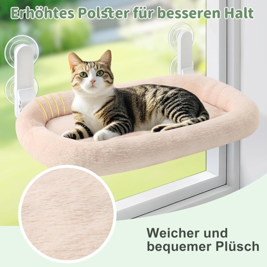 GUUSII HOME Hammock Cat Window Lounger Foldable Cat Bed Window Hammock Window Sill Cat Lounger Window Seat Sleeping Place Cats with 4 Suction Cups Easy to Assemble (Champagne) GUUSII HOME Hammock Cat Window Lounger Foldable Cat Bed Window Hammock Window Sill Cat Lounger Window Seat Sleeping Place Cats with 4 Suction Cups Easy to Assemble (Champagne)