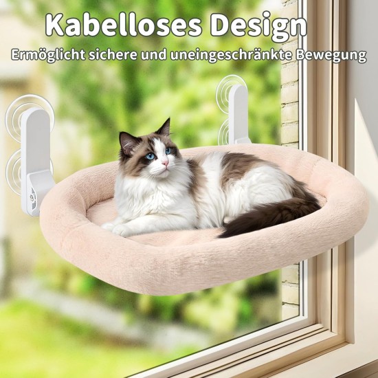 GUUSII HOME Hammock Cat Window Lounger Foldable Cat Bed Window Hammock Window Sill Cat Lounger Window Seat Sleeping Place Cats with 4 Suction Cups Easy to Assemble (Champagne) GUUSII HOME Hammock Cat Window Lounger Foldable Cat Bed Window Hammock Window Sill Cat Lounger Window Seat Sleeping Place Cats with 4 Suction Cups Easy to Assemble (Champagne)
