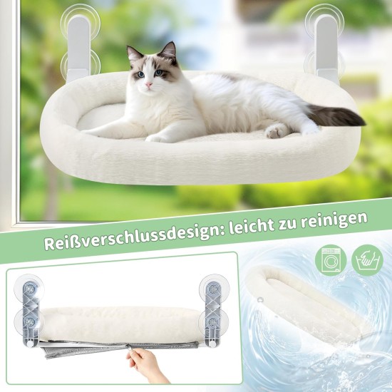 GUUSII HOME Hammock Cat Window Lounger Foldable Cat Bed Window Hammock Window Sill Cat Lounger Window Seat Sleeping Place Cats with 4 Suction Cups Easy to Assemble (Champagne) GUUSII HOME Hammock Cat Window Lounger Foldable Cat Bed Window Hammock Window Sill Cat Lounger Window Seat Sleeping Place Cats with 4 Suction Cups Easy to Assemble (Champagne)