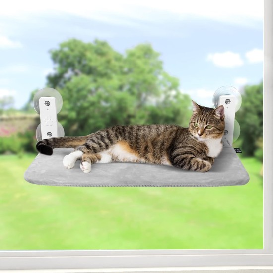 GUUSII HOME Window Lounger for Cats, Hammock, Window Seats, Cat Bed, Window, Foldable Cat Hammock, Window Hammock, Cat Lounger, Cat Hammock with Strong Suction Cups (Grey, M) GUUSII HOME Window Lounger for Cats, Hammock, Window Seats, Cat Bed, Window, Foldable Cat Hammock, Window Hammock, Cat Lounger, Cat Hammock with Strong Suction Cups (Grey, M)