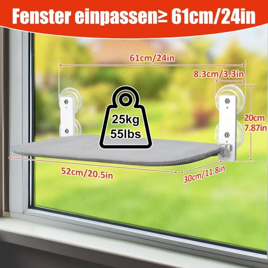 GUUSII HOME Window Lounger for Cats, Hammock, Window Seats, Cat Bed, Window, Foldable Cat Hammock, Window Hammock, Cat Lounger, Cat Hammock with Strong Suction Cups (Grey, M) GUUSII HOME Window Lounger for Cats, Hammock, Window Seats, Cat Bed, Window, Foldable Cat Hammock, Window Hammock, Cat Lounger, Cat Hammock with Strong Suction Cups (Grey, M)