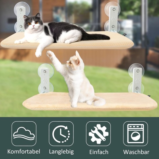 GUUSII HOME Window Lounger for Cats, Hammock, Window Seats, Cat Bed, Window, Foldable Cat Hammock, Window Hammock, Cat Lounger, Cat Hammock with Strong Suction Cups (Grey, M) GUUSII HOME Window Lounger for Cats, Hammock, Window Seats, Cat Bed, Window, Foldable Cat Hammock, Window Hammock, Cat Lounger, Cat Hammock with Strong Suction Cups (Grey, M)