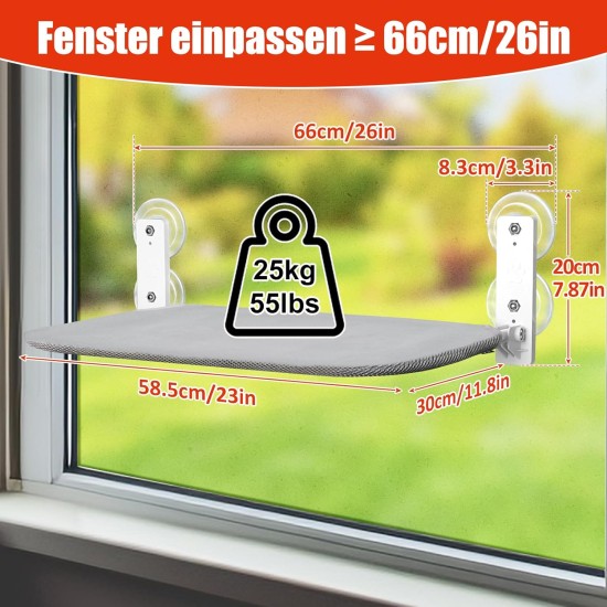 GUUSII HOME Window Lounger for Cats, Hammock, Window Seats, Cat Bed, Window, Foldable Cat Hammock, Window Hammock, Cat Lounger, Cat Hammock with Strong Suction Cups (Grey, M) GUUSII HOME Window Lounger for Cats, Hammock, Window Seats, Cat Bed, Window, Foldable Cat Hammock, Window Hammock, Cat Lounger, Cat Hammock with Strong Suction Cups (Grey, M)