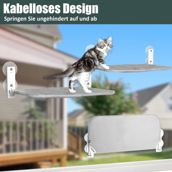 GUUSII HOME Window Lounger for Cats, Hammock, Window Seats, Cat Bed, Window, Foldable Cat Hammock, Window Hammock, Cat Lounger, Cat Hammock with Strong Suction Cups (Grey, M) GUUSII HOME Window Lounger for Cats, Hammock, Window Seats, Cat Bed, Window, Foldable Cat Hammock, Window Hammock, Cat Lounger, Cat Hammock with Strong Suction Cups (Grey, M)