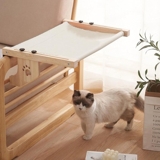 Gekufa Cat Window Lounger, Removable for Cleaning, Cat Hammock, Wooden Cat Hammock Window with Soft Cushion for Bedside, Sofa and Window, White, 70 x 38 cm Gekufa Cat Window Lounger, Removable for Cleaning, Cat Hammock, Wooden Cat Hammock Window with Soft Cushion for Bedside, Sofa and Window, White, 70 x 38 cm