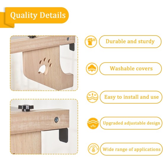 Gekufa Cat Window Lounger, Removable for Cleaning, Cat Hammock, Wooden Cat Hammock Window with Soft Cushion for Bedside, Sofa and Window, White, 70 x 38 cm Gekufa Cat Window Lounger, Removable for Cleaning, Cat Hammock, Wooden Cat Hammock Window with Soft Cushion for Bedside, Sofa and Window, White, 70 x 38 cm