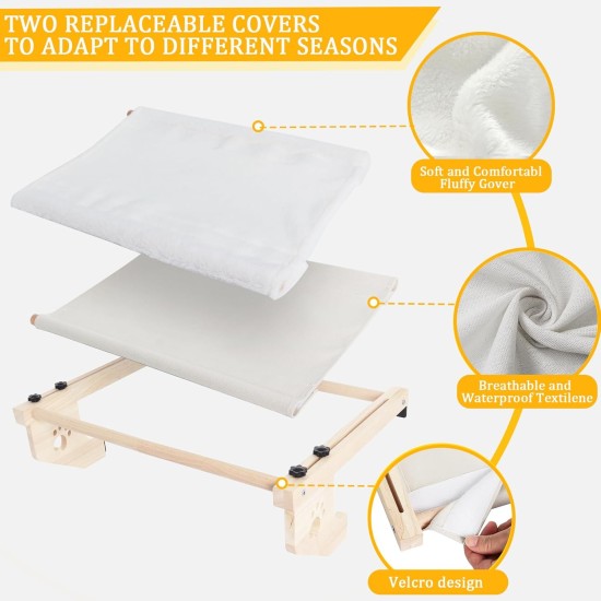 Gekufa Cat Window Lounger, Removable for Cleaning, Cat Hammock, Wooden Cat Hammock Window with Soft Cushion for Bedside, Sofa and Window, White, 70 x 38 cm Gekufa Cat Window Lounger, Removable for Cleaning, Cat Hammock, Wooden Cat Hammock Window with Soft Cushion for Bedside, Sofa and Window, White, 70 x 38 cm