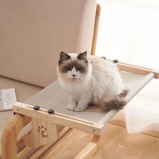 Gekufa Cat Window Lounger, Removable for Cleaning, Cat Hammock, Wooden Cat Hammock Window with Soft Cushion for Bedside, Sofa and Window, White, 70 x 38 cm Gekufa Cat Window Lounger, Removable for Cleaning, Cat Hammock, Wooden Cat Hammock Window with Soft Cushion for Bedside, Sofa and Window, White, 70 x 38 cm