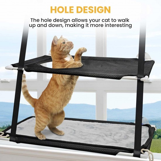 Gevvnss Window Cat Hammock for Cats up to 25 kg, Double Layer Cat Hammock for Indoor Cats, Reinforced Cat Window Seat with Strong Suction Cup, 51 x 31 cm, Window Sill Lounger Cat Gevvnss Window Cat Hammock for Cats up to 25 kg, Double Layer Cat Hammock for Indoor Cats, Reinforced Cat Window Seat with Strong Suction Cup, 51 x 31 cm, Window Sill Lounger Cat