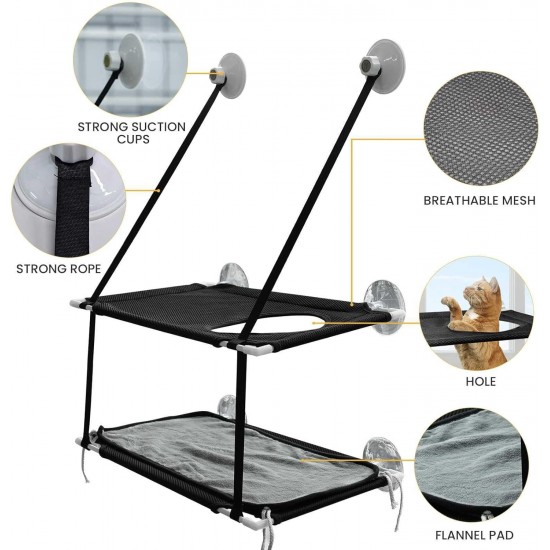 Gevvnss Window Cat Hammock for Cats up to 25 kg, Double Layer Cat Hammock for Indoor Cats, Reinforced Cat Window Seat with Strong Suction Cup, 51 x 31 cm, Window Sill Lounger Cat Gevvnss Window Cat Hammock for Cats up to 25 kg, Double Layer Cat Hammock for Indoor Cats, Reinforced Cat Window Seat with Strong Suction Cup, 51 x 31 cm, Window Sill Lounger Cat