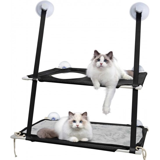 Gevvnss Window Cat Hammock for Cats up to 25 kg, Double Layer Cat Hammock for Indoor Cats, Reinforced Cat Window Seat with Strong Suction Cup, 51 x 31 cm, Window Sill Lounger Cat Gevvnss Window Cat Hammock for Cats up to 25 kg, Double Layer Cat Hammock for Indoor Cats, Reinforced Cat Window Seat with Strong Suction Cup, 51 x 31 cm, Window Sill Lounger Cat