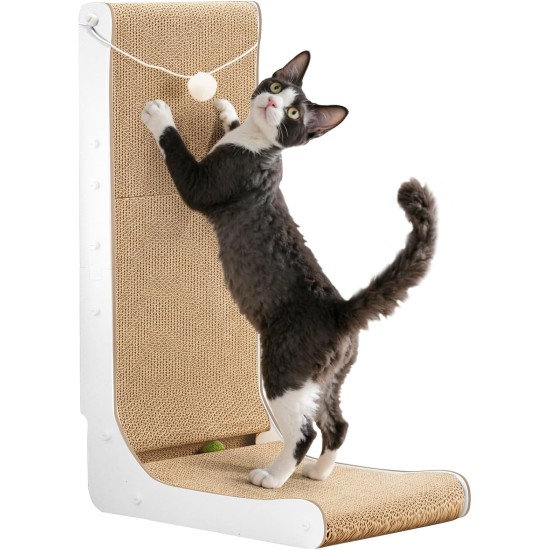 Gimars High 68 cm L Shaped Cat Scratching Board with Ball, Vertical Scratching Board for Cats, Durable Cat Scratching Board, Cat Toy for Protection of Furniture and Sofas, Large Gimars High 68 cm L Shaped Cat Scratching Board with Ball, Vertical Scratching Board for Cats, Durable Cat Scratching Board, Cat Toy for Protection of Furniture and Sofas, Large