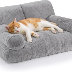 Gimars Large Cat Couch - 10% More Filling Orthopaedic Fluffy Washable Cat Bed with Rim, Removable Cover & Non-Slip Bottom Gimars Large Cat Couch - 10% More Filling Orthopaedic Fluffy Washable Cat Bed with Rim, Removable Cover & Non-Slip Bottom