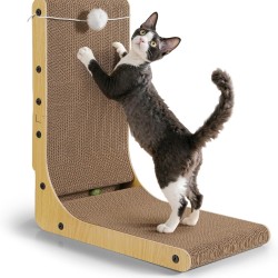 Gimars Thickened L Shape Cardboard Cat Scratching Post 47cm with Bell Ball Cat Scratching Board Wall Mounted Cat Scratching Pad Toy Furniture Protector Gimars Thickened L Shape Cardboard Cat Scratching Post 47cm with Bell Ball Cat Scratching Board Wall Mounted Cat Scratching Pad Toy Furniture Protector