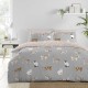 Grauer Katzen-Bettbezug – King-Size-Größe (230 x 220 cm) – wendbares Design (rosa und grau) – Bettwäsche mit Katzenpfotenabdruck – Bettwäsche mit Tiermotiv – Siamesen, Perser, Ragdolls und