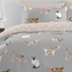 Grauer Katzen-Bettbezug – King-Size-Größe (230 x 220 cm) – wendbares Design (rosa und grau) – Bettwäsche mit Katzenpfotenabdruck – Bettwäsche mit Tiermotiv – Siamesen, Perser, Ragdolls und