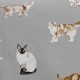 Grauer Katzen-Bettbezug – King-Size-Größe (230 x 220 cm) – wendbares Design (rosa und grau) – Bettwäsche mit Katzenpfotenabdruck – Bettwäsche mit Tiermotiv – Siamesen, Perser, Ragdolls und