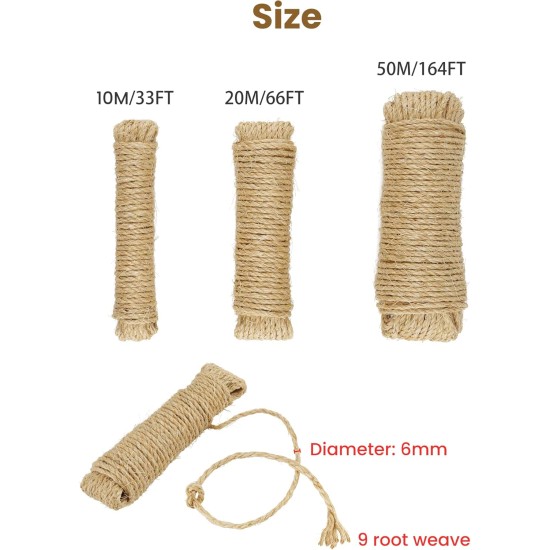 HAPPY HACHI Sisal Rope for Scratching Posts, Sisal Scratching Post Replacement Hemp Rope Cat Accessories for Cats, Scratching Post, Scratching Rope, Household, Garden Decoration, Household, DIY HAPPY HACHI Sisal Rope for Scratching Posts, Sisal Scratching Post Replacement Hemp Rope Cat Accessories for Cats, Scratching Post, Scratching Rope, Household, Garden Decoration, Household, DIY
