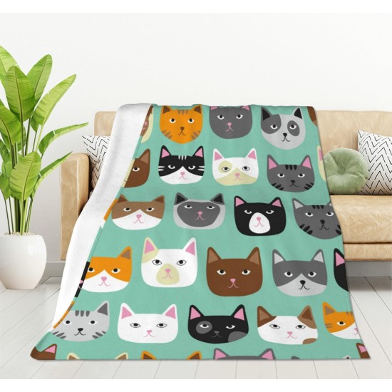 HGOD DESIGNS Cat Flannel Fleece Bed Blanket 40 x 50 Inch Cartoon Curte Cat Face Pattern Throw Blanket Lightweight Cozy Plush Blanket for Bedroom Living Room Sofa Couch HGOD DESIGNS Cat Flannel Fleece Bed Blanket 40 x 50 Inch Cartoon Curte Cat Face Pattern Throw Blanket Lightweight Cozy Plush Blanket for Bedroom Living Room Sofa Couch