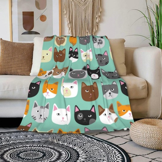 HGOD DESIGNS Cat Flannel Fleece Bed Blanket 40 x 50 Inch Cartoon Curte Cat Face Pattern Throw Blanket Lightweight Cozy Plush Blanket for Bedroom Living Room Sofa Couch HGOD DESIGNS Cat Flannel Fleece Bed Blanket 40 x 50 Inch Cartoon Curte Cat Face Pattern Throw Blanket Lightweight Cozy Plush Blanket for Bedroom Living Room Sofa Couch