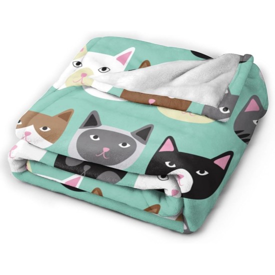 HGOD DESIGNS Cat Flannel Fleece Bed Blanket 40 x 50 Inch Cartoon Curte Cat Face Pattern Throw Blanket Lightweight Cozy Plush Blanket for Bedroom Living Room Sofa Couch HGOD DESIGNS Cat Flannel Fleece Bed Blanket 40 x 50 Inch Cartoon Curte Cat Face Pattern Throw Blanket Lightweight Cozy Plush Blanket for Bedroom Living Room Sofa Couch