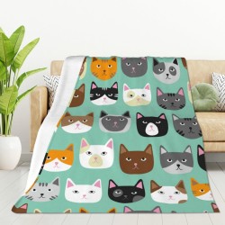HGOD DESIGNS Cat Flannel Fleece Bed Blanket 40 x 50 Inch Cartoon Curte Cat Face Pattern Throw Blanket Lightweight Cozy Plush Blanket for Bedroom Living Room Sofa Couch HGOD DESIGNS Cat Flannel Fleece Bed Blanket 40 x 50 Inch Cartoon Curte Cat Face Pattern Throw Blanket Lightweight Cozy Plush Blanket for Bedroom Living Room Sofa Couch