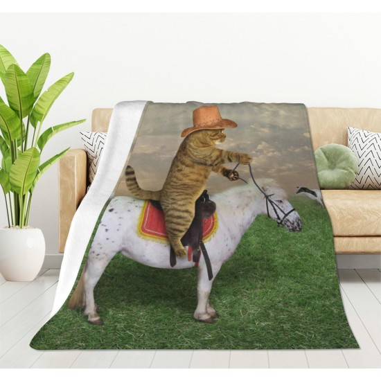 HGOD DESIGNS Cute Cat Blanket for Women Lightweight Soft Fleece Flannel Throw Blanket Cat Cowboy on a Horse Sofa Couch Living Room 130x150cm HGOD DESIGNS Cute Cat Blanket for Women Lightweight Soft Fleece Flannel Throw Blanket Cat Cowboy on a Horse Sofa Couch Living Room 130x150cm