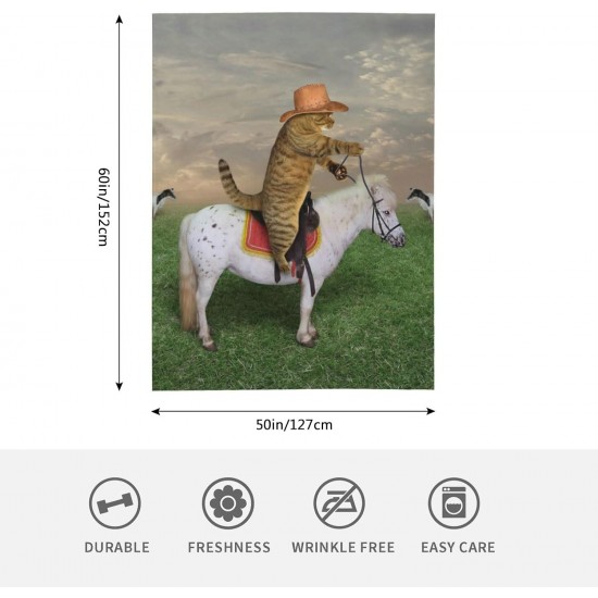 HGOD DESIGNS Cute Cat Blanket for Women Lightweight Soft Fleece Flannel Throw Blanket Cat Cowboy on a Horse Sofa Couch Living Room 130x150cm HGOD DESIGNS Cute Cat Blanket for Women Lightweight Soft Fleece Flannel Throw Blanket Cat Cowboy on a Horse Sofa Couch Living Room 130x150cm
