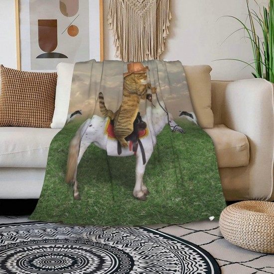 HGOD DESIGNS Cute Cat Blanket for Women Lightweight Soft Fleece Flannel Throw Blanket Cat Cowboy on a Horse Sofa Couch Living Room 130x150cm HGOD DESIGNS Cute Cat Blanket for Women Lightweight Soft Fleece Flannel Throw Blanket Cat Cowboy on a Horse Sofa Couch Living Room 130x150cm