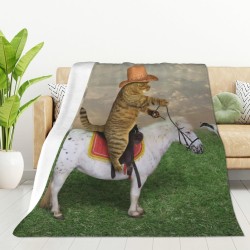 HGOD DESIGNS Cute Cat Blanket for Women Lightweight Soft Fleece Flannel Throw Blanket Cat Cowboy on a Horse Sofa Couch Living Room 130x150cm HGOD DESIGNS Cute Cat Blanket for Women Lightweight Soft Fleece Flannel Throw Blanket Cat Cowboy on a Horse Sofa Couch Living Room 130x150cm