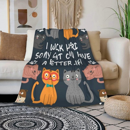 HGOD DESIGNS Cute Cat Blanket for Women Lightweight Soft Fleece Flannel Throw Blanket Cat Cowboy on a Horse Sofa Couch Living Room 130x150cm HGOD DESIGNS Cute Cat Blanket for Women Lightweight Soft Fleece Flannel Throw Blanket Cat Cowboy on a Horse Sofa Couch Living Room 130x150cm