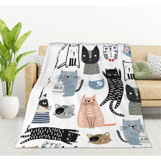 HGOD DESIGNS Cute Cat Blanket for Women Lightweight Soft Fleece Flannel Throw Blanket Cats and Milk Bottle Sofa Couch Living Room 100x130cm HGOD DESIGNS Cute Cat Blanket for Women Lightweight Soft Fleece Flannel Throw Blanket Cats and Milk Bottle Sofa Couch Living Room 100x130cm
