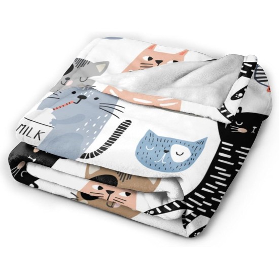 HGOD DESIGNS Cute Cat Blanket for Women Lightweight Soft Fleece Flannel Throw Blanket Cats and Milk Bottle Sofa Couch Living Room 100x130cm HGOD DESIGNS Cute Cat Blanket for Women Lightweight Soft Fleece Flannel Throw Blanket Cats and Milk Bottle Sofa Couch Living Room 100x130cm