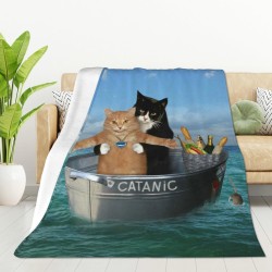 HGOD DESIGNS Funny Cat Throw Blanket Ultra Soft Warm All Seasons Two Brave Cats Drifting in Steel Decorative Fleece Blankets for Bed Chair Car Sofa Couch HGOD DESIGNS Funny Cat Throw Blanket Ultra Soft Warm All Seasons Two Brave Cats Drifting in Steel Decorative Fleece Blankets for Bed Chair Car Sofa Couch