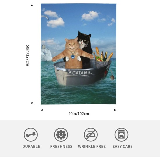 HGOD DESIGNS Funny Cat Throw Blanket Ultra Soft Warm All Seasons Two Brave Cats Drifting in Steel Decorative Fleece Blankets for Bed Chair Car Sofa Couch HGOD DESIGNS Funny Cat Throw Blanket Ultra Soft Warm All Seasons Two Brave Cats Drifting in Steel Decorative Fleece Blankets for Bed Chair Car Sofa Couch