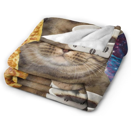 HGOD DESIGNS Funny Cat Throw Blanket Ultra Soft Warm All Seasons Two Brave Cats Drifting in Steel Decorative Fleece Blankets for Bed Chair Car Sofa Couch HGOD DESIGNS Funny Cat Throw Blanket Ultra Soft Warm All Seasons Two Brave Cats Drifting in Steel Decorative Fleece Blankets for Bed Chair Car Sofa Couch