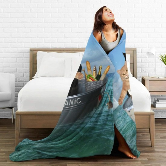 HGOD DESIGNS Funny Cat Throw Blanket Ultra Soft Warm All Seasons Two Brave Cats Drifting in Steel Decorative Fleece Blankets for Bed Chair Car Sofa Couch HGOD DESIGNS Funny Cat Throw Blanket Ultra Soft Warm All Seasons Two Brave Cats Drifting in Steel Decorative Fleece Blankets for Bed Chair Car Sofa Couch