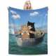 HGOD DESIGNS Funny Cat Throw Blanket Ultra Soft Warm All Seasons Two Brave Cats Drifting in Steel Decorative Fleece Blankets for Bed Chair Car Sofa Couch HGOD DESIGNS Funny Cat Throw Blanket Ultra Soft Warm All Seasons Two Brave Cats Drifting in Steel Decorative Fleece Blankets for Bed Chair Car Sofa Couch