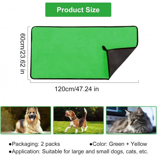 HTRTRR Quick Dry Dog Towel, 2 Pack Pet Dog Towels Super Microfiber, Soft, Comfortable and Absorbent (Yellow/Green, 60 x 120 cm) HTRTRR Quick Dry Dog Towel, 2 Pack Pet Dog Towels Super Microfiber, Soft, Comfortable and Absorbent (Yellow/Green, 60 x 120 cm)