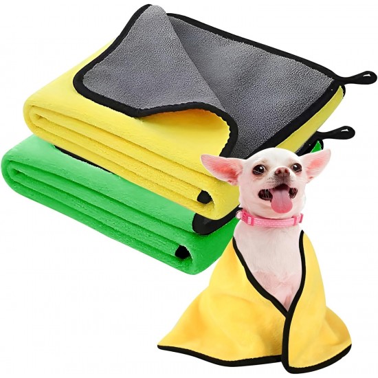 HTRTRR Quick Dry Dog Towel, 2 Pack Pet Dog Towels Super Microfiber, Soft, Comfortable and Absorbent (Yellow/Green, 60 x 120 cm) HTRTRR Quick Dry Dog Towel, 2 Pack Pet Dog Towels Super Microfiber, Soft, Comfortable and Absorbent (Yellow/Green, 60 x 120 cm)