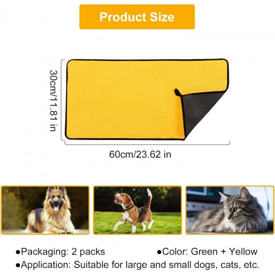 HTRTRR Quick Dry Dog Towel, 2 Pack Pet Dog Towels Super Microfiber, Soft, Comfortable and Absorbent (Yellow/Green, 60 x 120 cm) HTRTRR Quick Dry Dog Towel, 2 Pack Pet Dog Towels Super Microfiber, Soft, Comfortable and Absorbent (Yellow/Green, 60 x 120 cm)